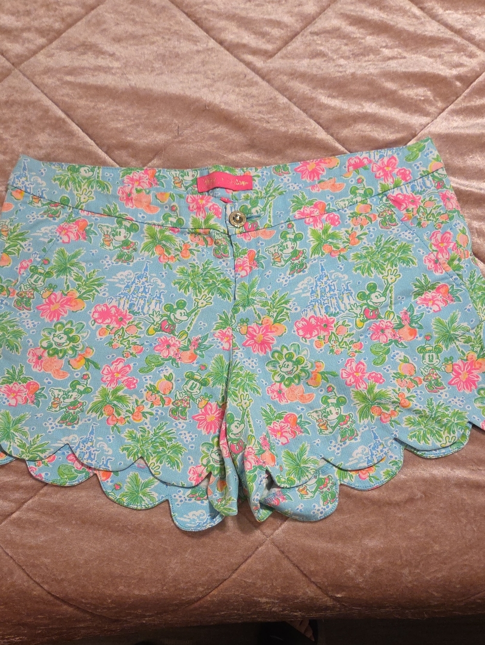 Lilly Pulitzer Blue Floral Scallop Hem Disney Shorts